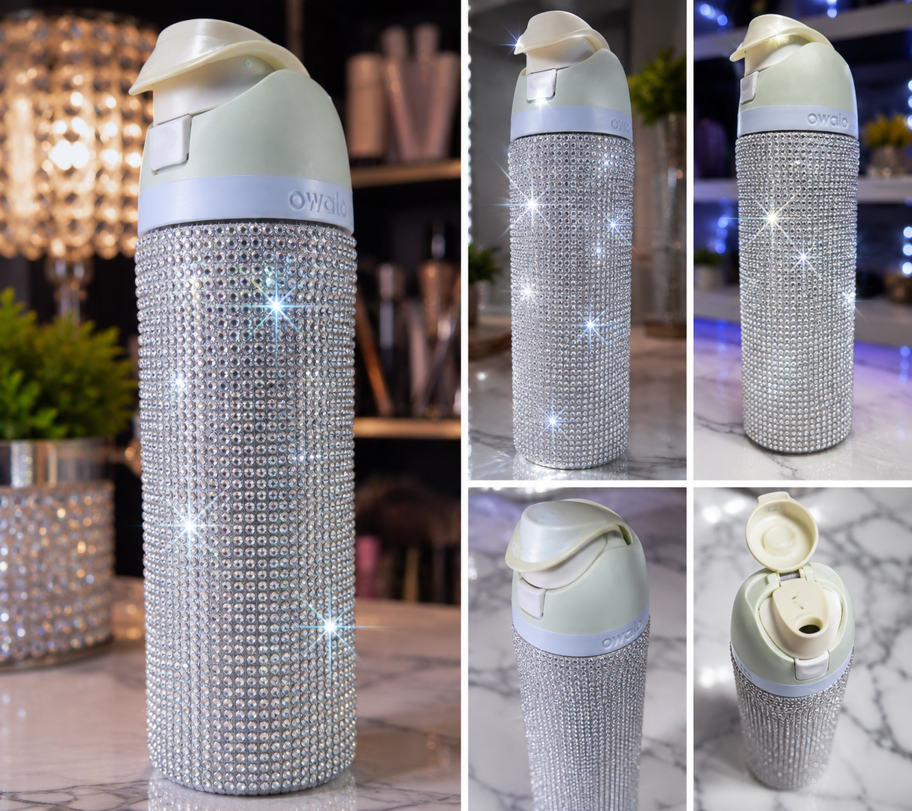 Handmade Rhinestone Tumbler Wrap | Sparkly Bling Wrap for 24 oz Owala Bottle | DIY Crystal Decal | Multiple Colors