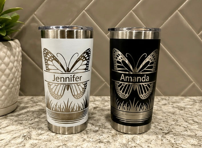 Personalized Butterfly Tumbler | Custom Personalized Tumblers | Glitter Tumblers | Rhinestone Tumblers with Name