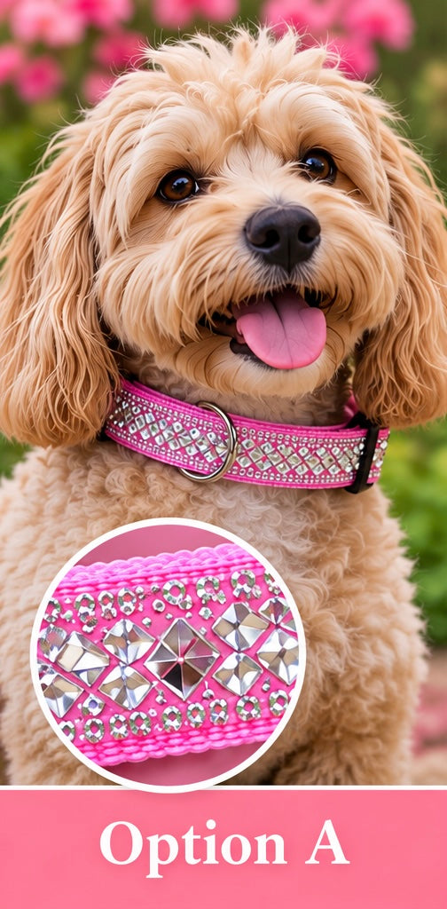 Rhinestone Sparkle Dog Collar – Glam Crystal Bling, Adjustable Fit