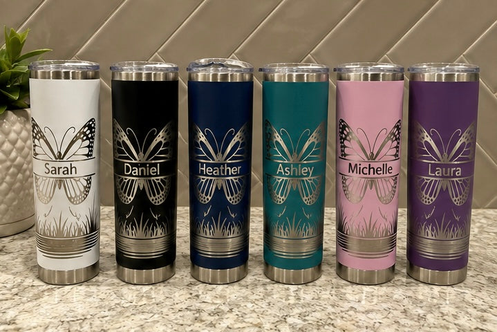 Personalized Butterfly Tumbler | Custom Personalized Tumblers | Glitter Tumblers | Rhinestone Tumblers with Name