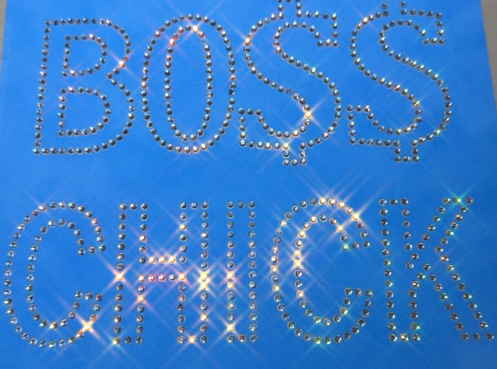 Boss Chick Rhinestone Transfer – Sparkly Iron-On Bling Design (7.5” x 9”)