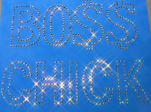 Boss Chick Rhinestone Transfer – Sparkly Iron-On Bling Design (7.5” x 9”)
