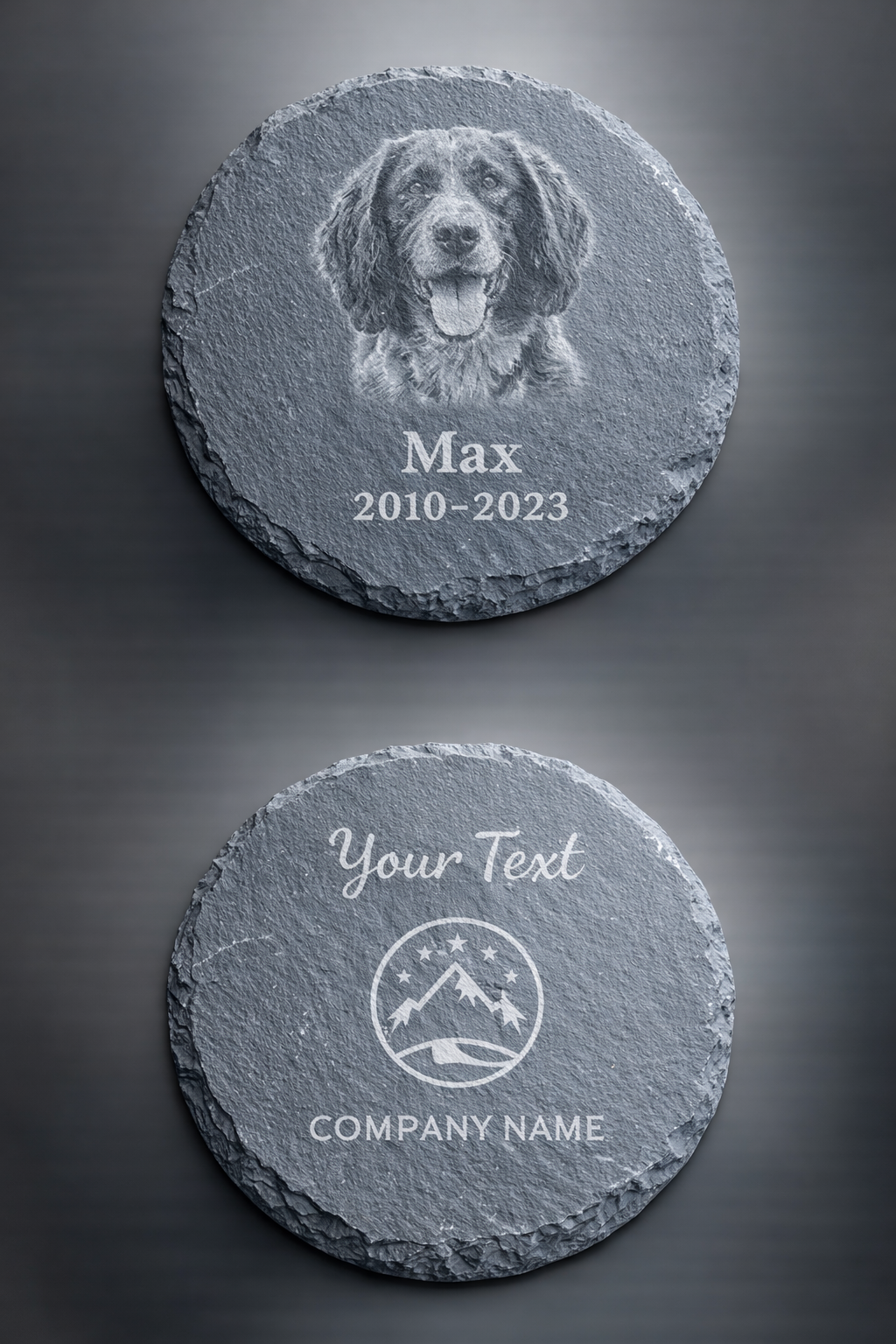 Custom Engraved Slate Coaster – Personalized Photo, Text, or Logo – Natural Stone, Heavy & Durable