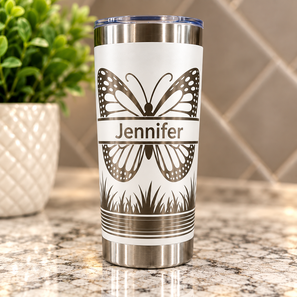 Personalized Butterfly Tumbler | Custom Personalized Tumblers | Glitter Tumblers | Rhinestone Tumblers with Name