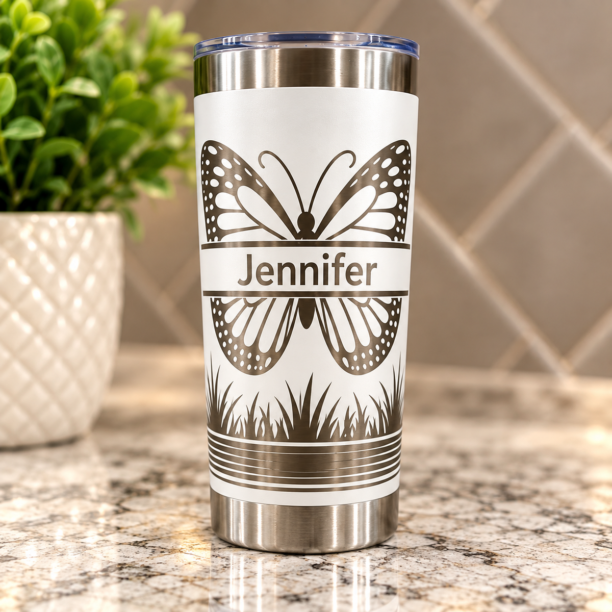 Personalized Butterfly Tumbler | Custom Personalized Tumblers | Glitter Tumblers | Rhinestone Tumblers with Name