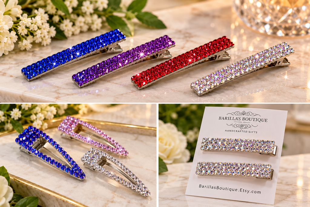 Sparkly Rhinestone Alligator Hair Clip – Bling Barrette for Women | Bridal & Everyday Glam