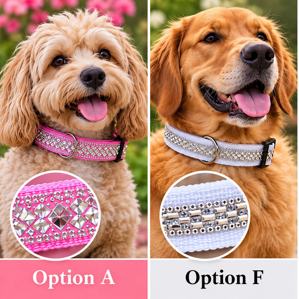 Rhinestone Sparkle Dog Collar – Glam Crystal Bling, Adjustable Fit