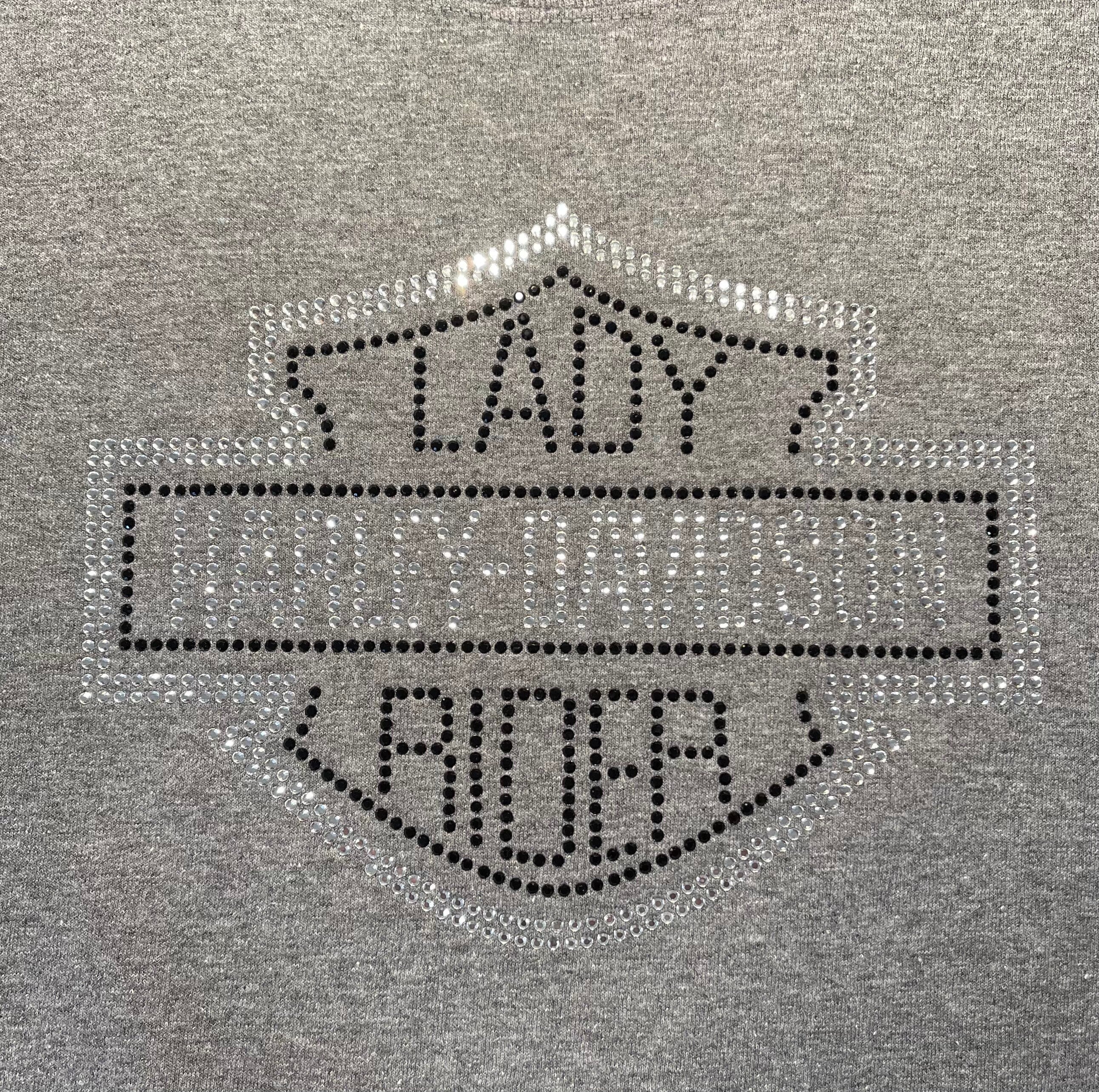 Lady Harley-Davidson Inspired Rhinestone Shirt | Sparkly Biker Tee | Bling Motorcycle Shirt | Custom Rhinestone Color Options