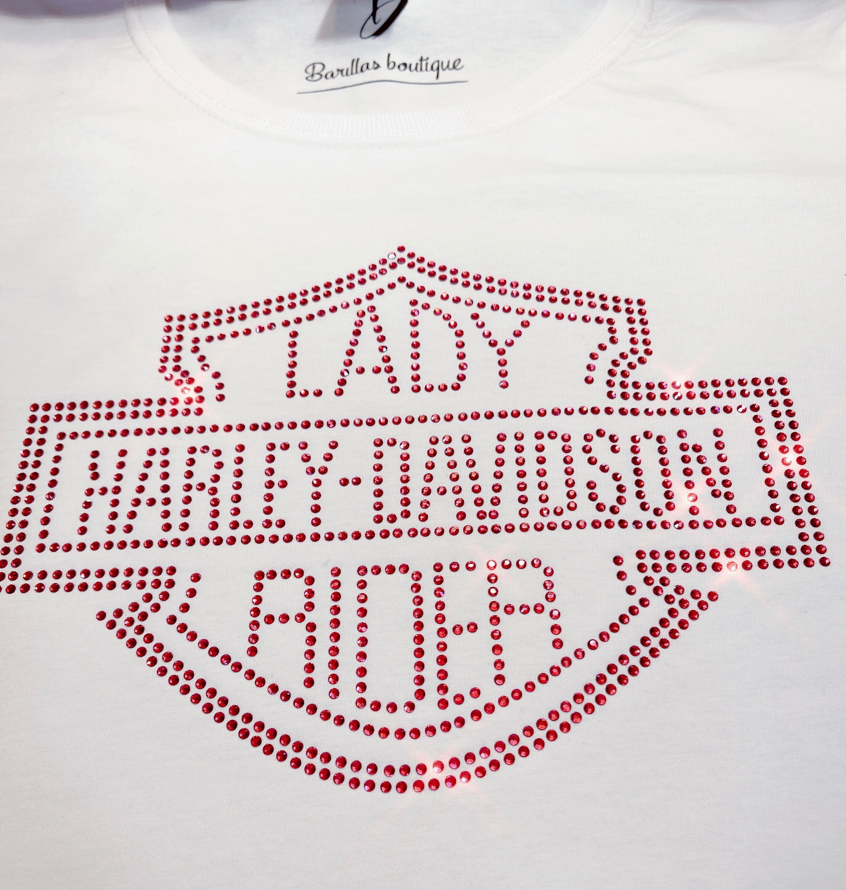 Lady Harley-Davidson Inspired Rhinestone Shirt | Sparkly Biker Tee | Bling Motorcycle Shirt | Custom Rhinestone Color Options