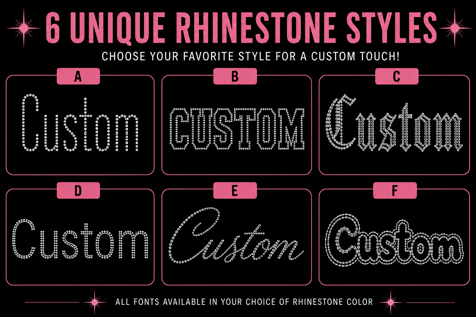 Custom Rhinestone Transfer | Personalized Word or Phrase | Hot-Fix Iron-On Transfer