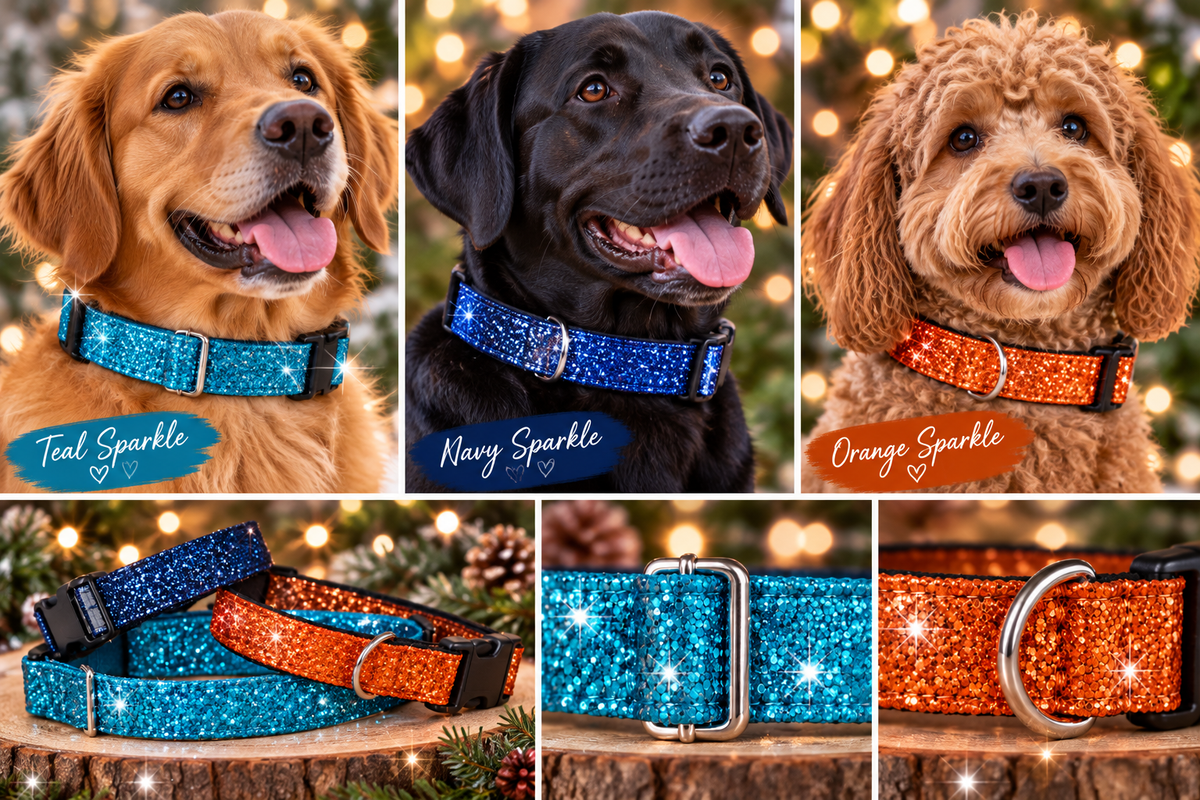 Sequin Sparkle Dog Collar | Adjustable Glam Collar for dogs xs-xl