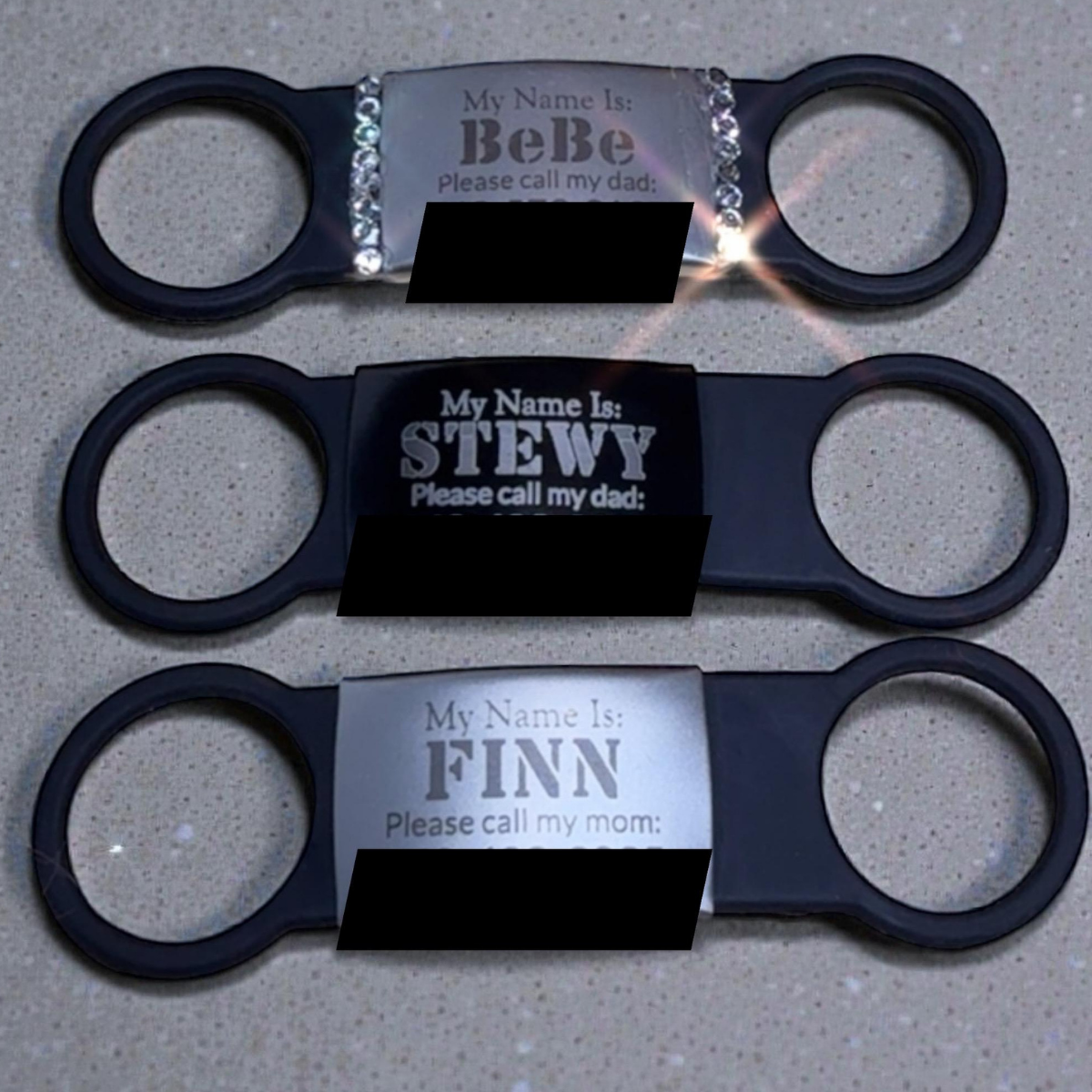 Customizable Silicone Pet ID Tag (Rhinestones Optional)/Custom Silicone Dog ID Tag | Fully Personalized Pet Tag | Add Any Text or Image | Silent Collar Tag