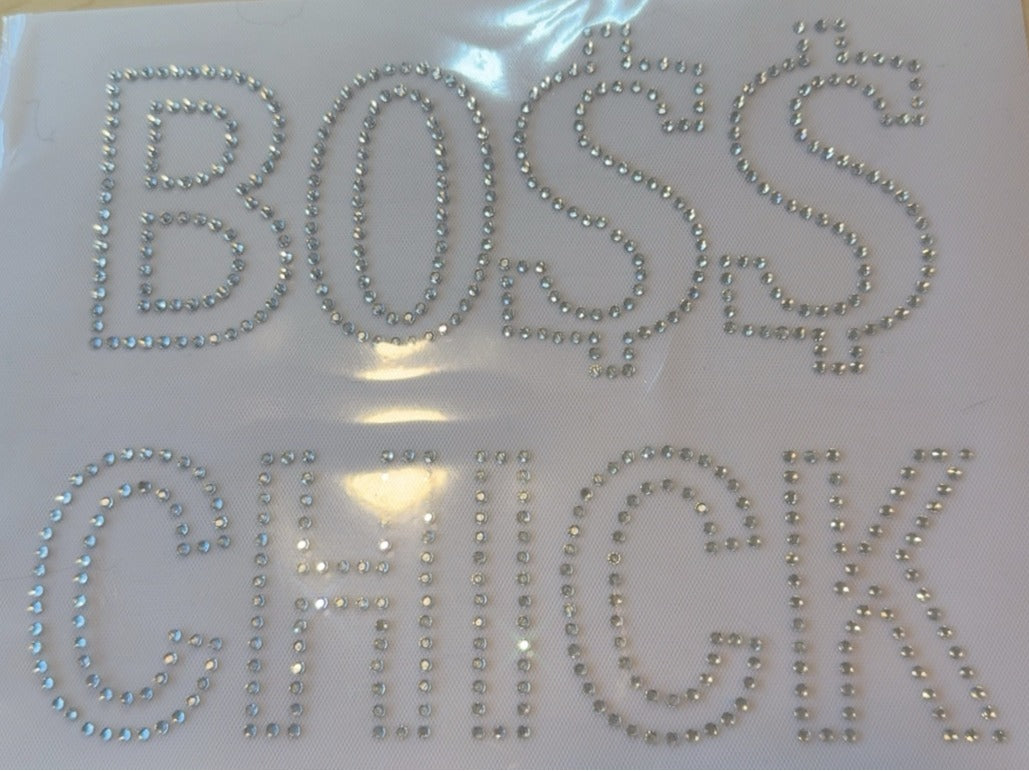 Boss Chick Rhinestone Transfer – Sparkly Iron-On Bling Design (7.5” x 9”)