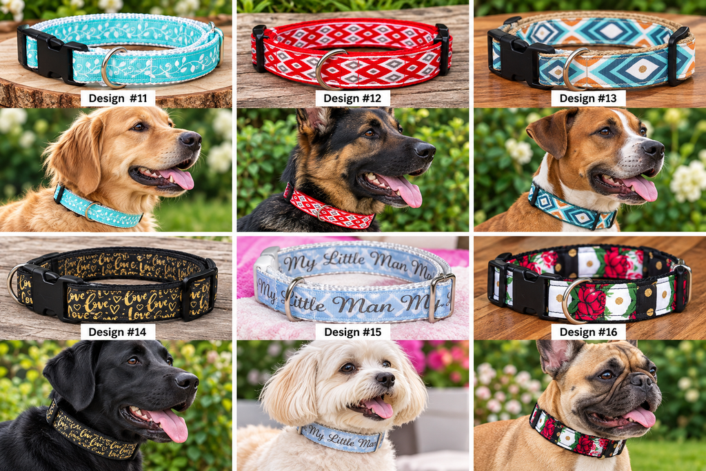 Custom Dog Collar | 1” Width | Unique Patterned Dog Collar | Small Medium Large Dogs | Nylon Webbing | Side Release Buckle | Handmade collar