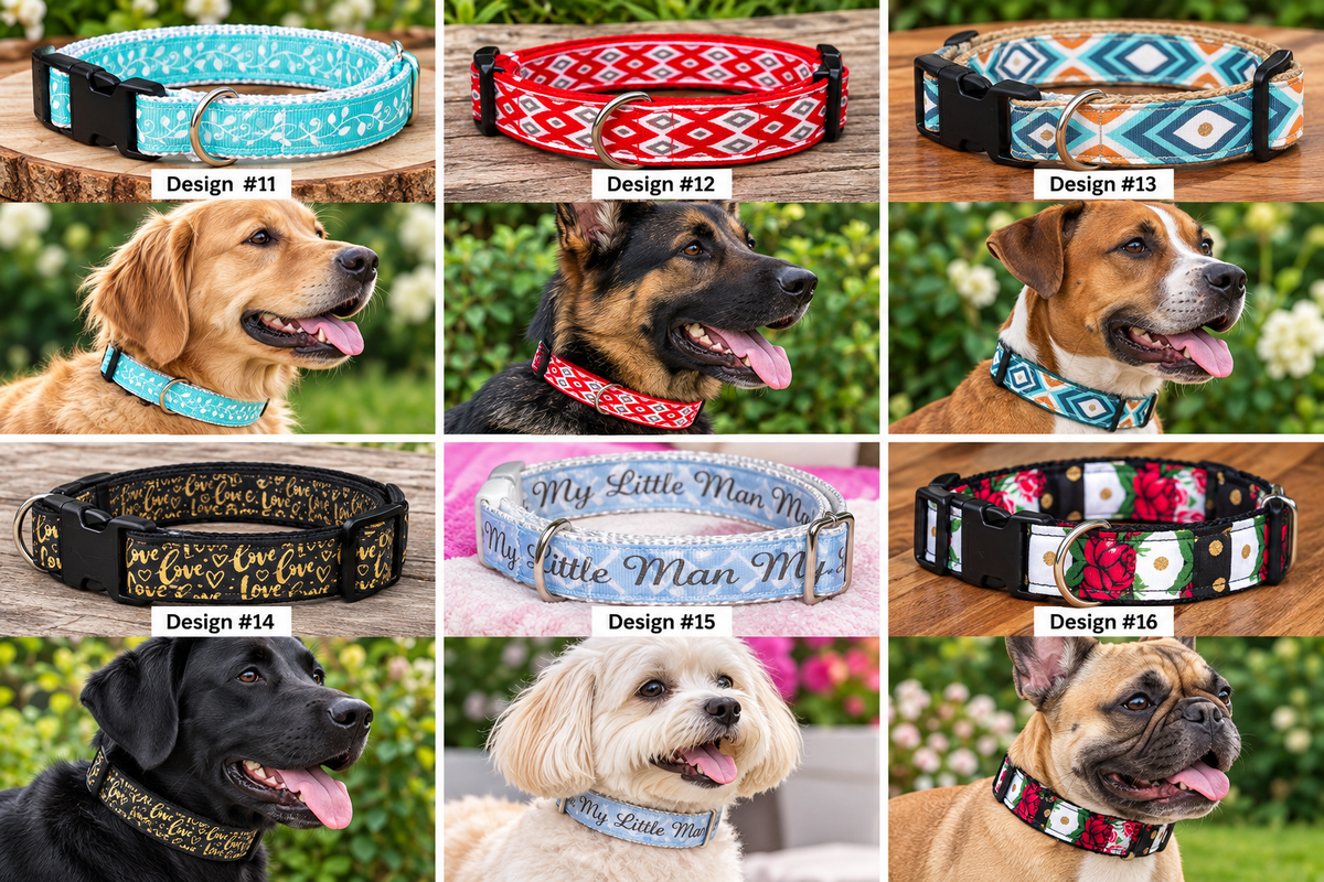 Custom Dog Collar | 1” Width | Unique Patterned Dog Collar | Small Medium Large Dogs | Nylon Webbing | Side Release Buckle | Handmade collar
