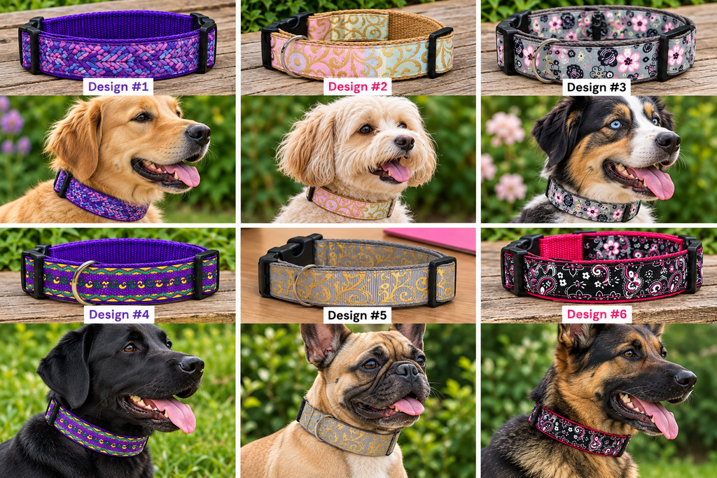 Custom Dog Collar | 1” Width | Unique Patterned Dog Collar | Small Medium Large Dogs | Nylon Webbing | Side Release Buckle | Handmade collar