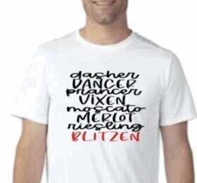 Funny Reindeer Wine List Shirt: Holiday Merlot Tee