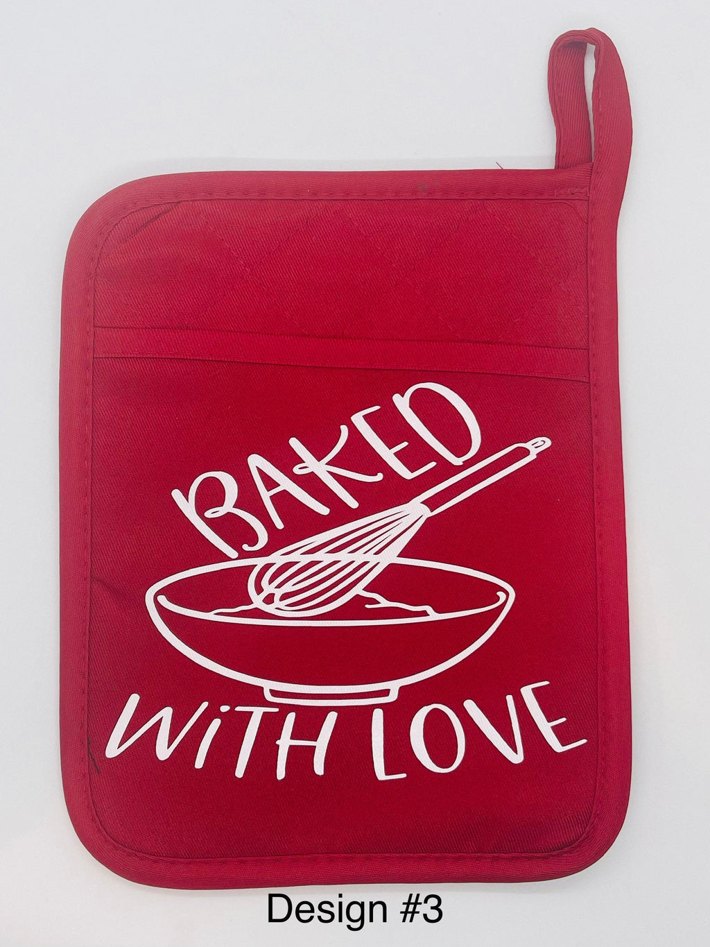 Polyester Potholder with Saying, Rubber Backing, heat resistant