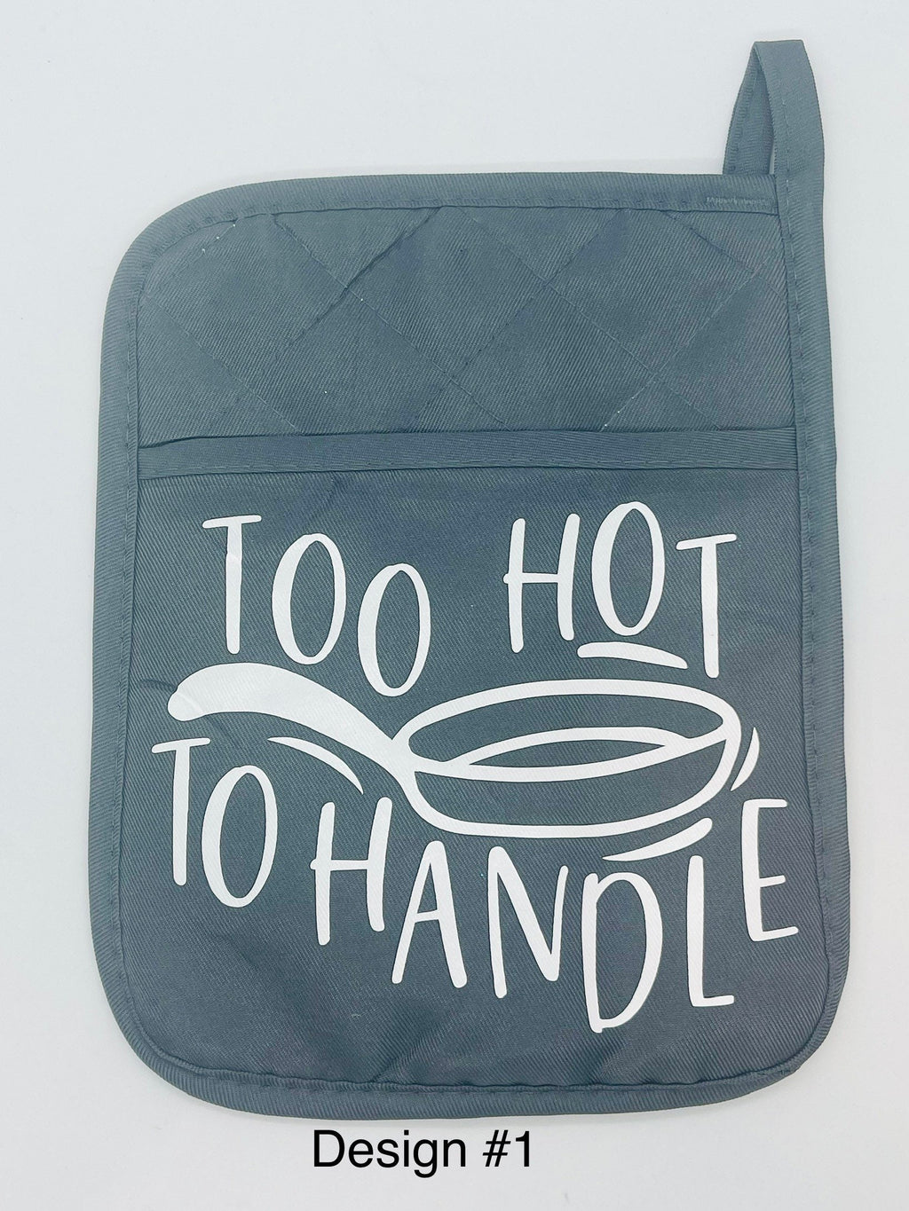 Polyester Potholder with Saying, Rubber Backing, heat resistant