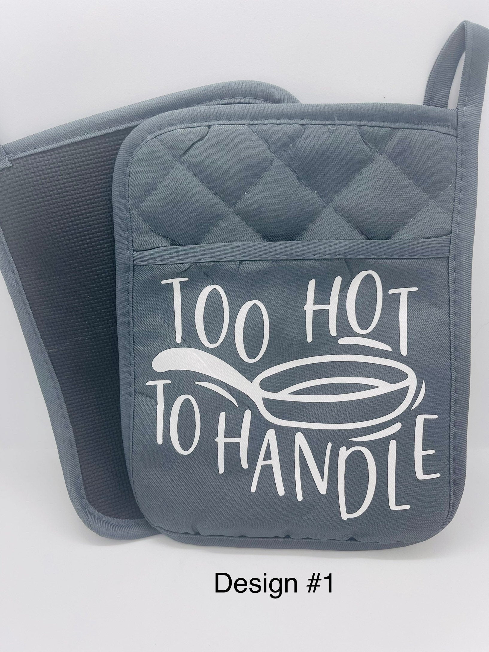 Polyester Potholder with Saying, Rubber Backing, heat resistant