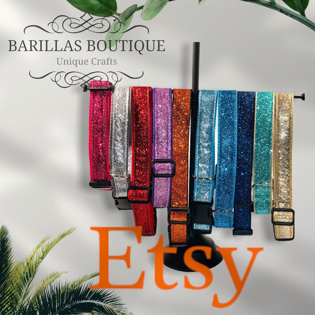 Sequin Sparkle Dog Collar | Adjustable Glam Collar for dogs xs-xl