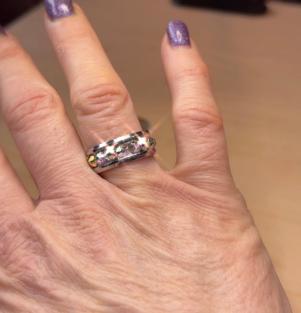 Sparkly Crystal Stainless Steel Ring - Sassy Bling Ring