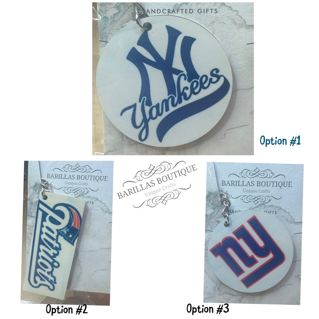 Sports Team Keychain: Yankees, Red Sox, Giants, Patriots