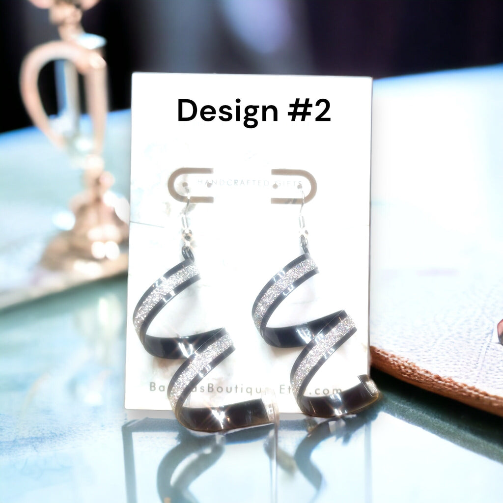 Golden Spiral Sequin Dangle Earrings: Elegant Party Jewelry