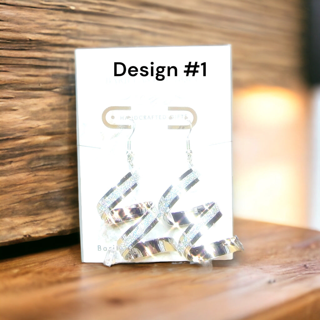 Golden Spiral Sequin Dangle Earrings: Elegant Party Jewelry