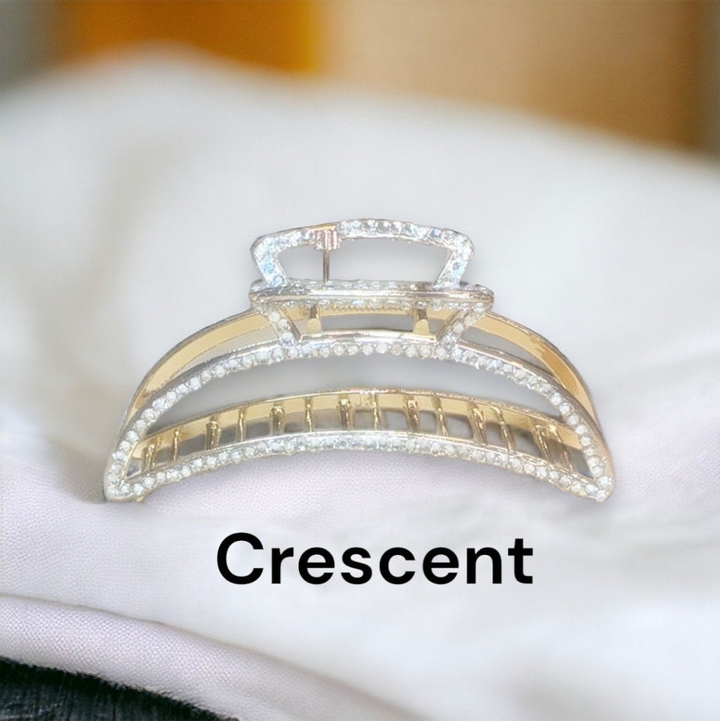 Rhinestone Hair Claw Clip, Bridal Bling Barrette, strong hold for thick hair
