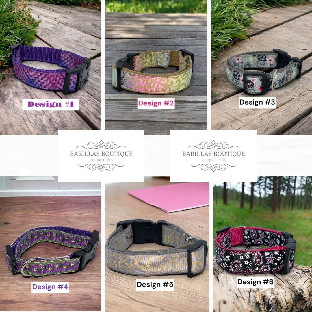 Custom Dog Collar | 1” Width | Unique Patterned Dog Collar | Small Medium Large Dogs | Nylon Webbing | Side Release Buckle | Handmade collar