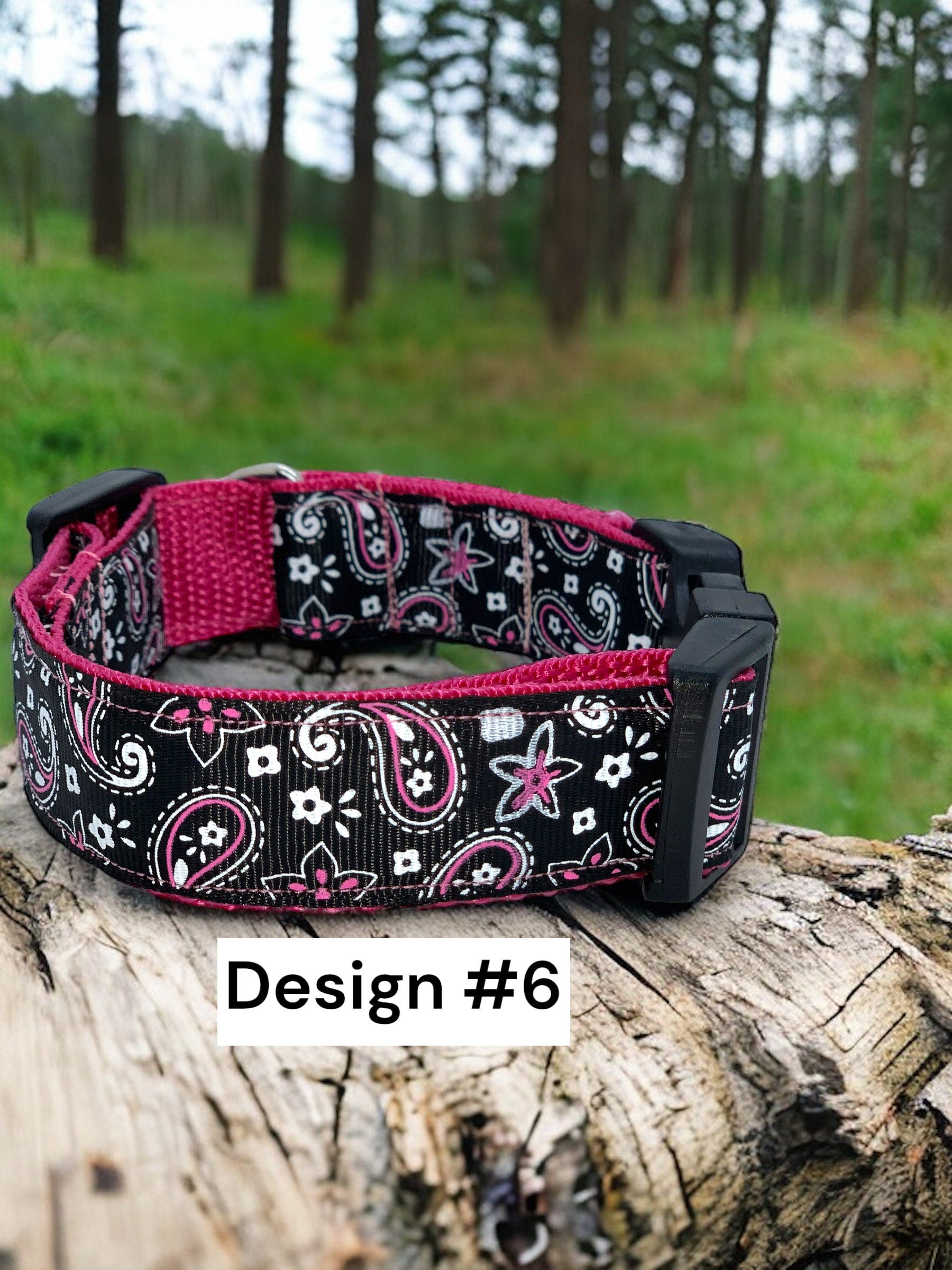 Custom Dog Collar | 1” Width | Unique Patterned Dog Collar | Small Medium Large Dogs | Nylon Webbing | Side Release Buckle | Handmade collar