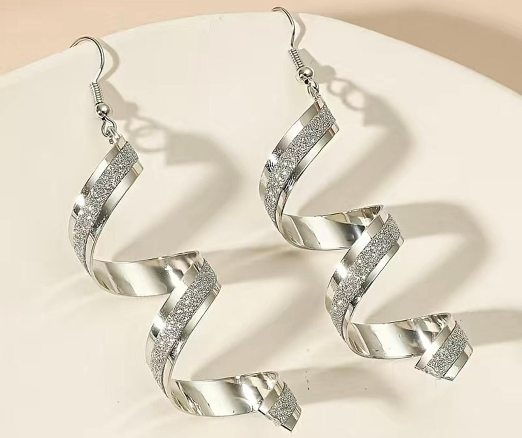 Golden Spiral Sequin Dangle Earrings: Elegant Party Jewelry
