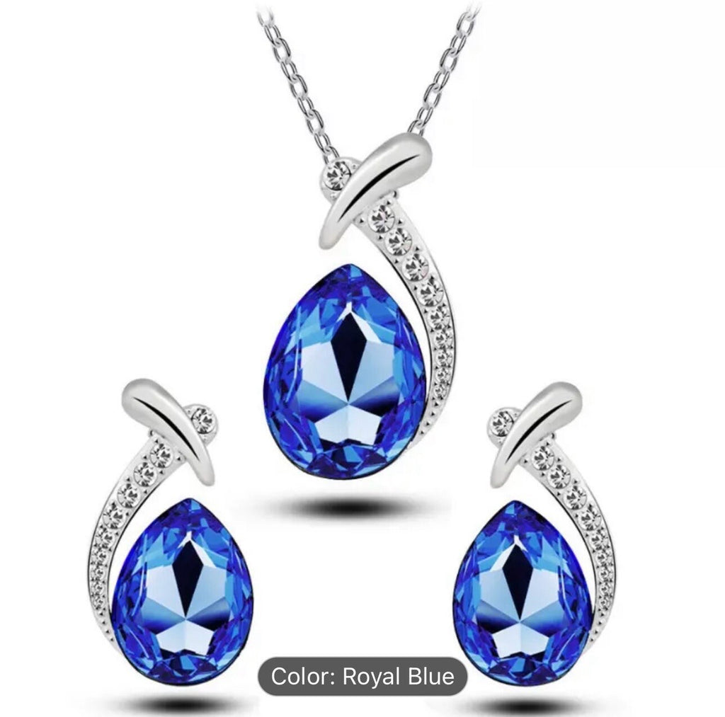 Zircon Mermaid Jewelry Set: Pendant Necklace and Earrings