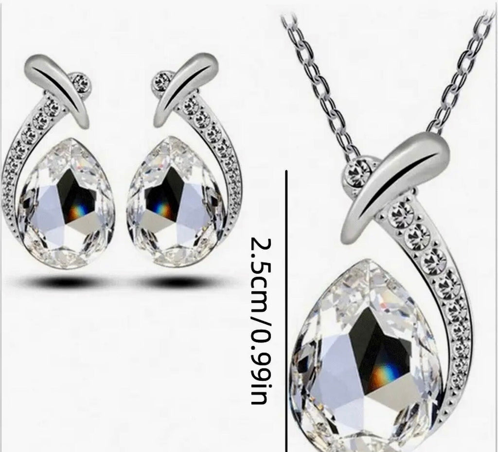 Zircon Mermaid Jewelry Set: Pendant Necklace and Earrings
