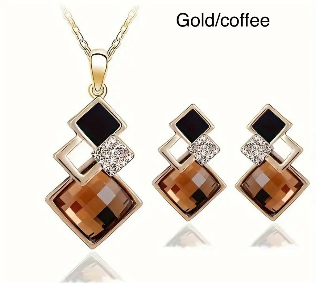 Sparkly Gemstone Jewelry Set – Gold or Silver