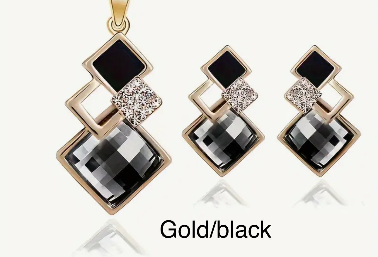 Sparkly Gemstone Jewelry Set – Gold or Silver