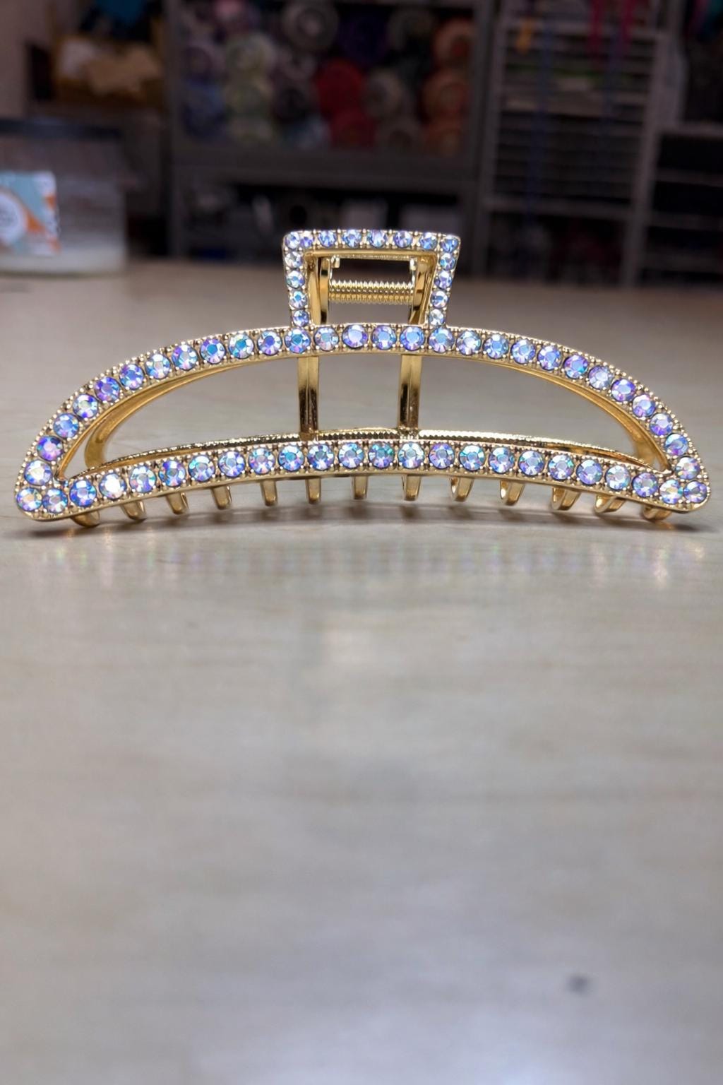 Rhinestone Hair Claw Clip, Bridal Bling Barrette, strong hold for thick hair