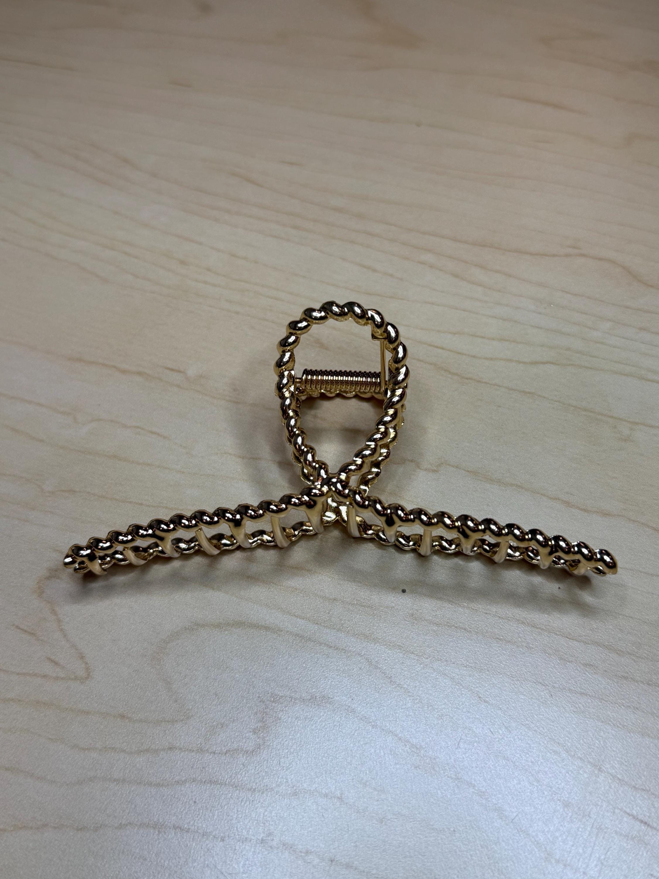 Braided Gold Hair Claw Clip | Strong Hold for Thick Hair