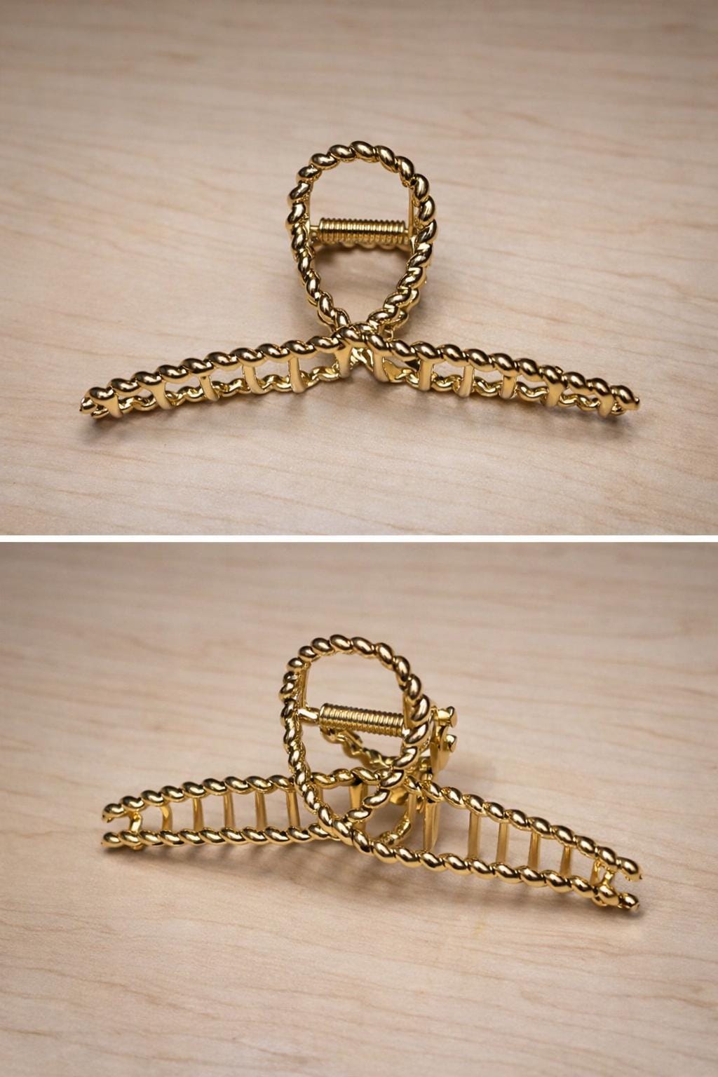 Braided Gold Hair Claw Clip | Strong Hold for Thick Hair