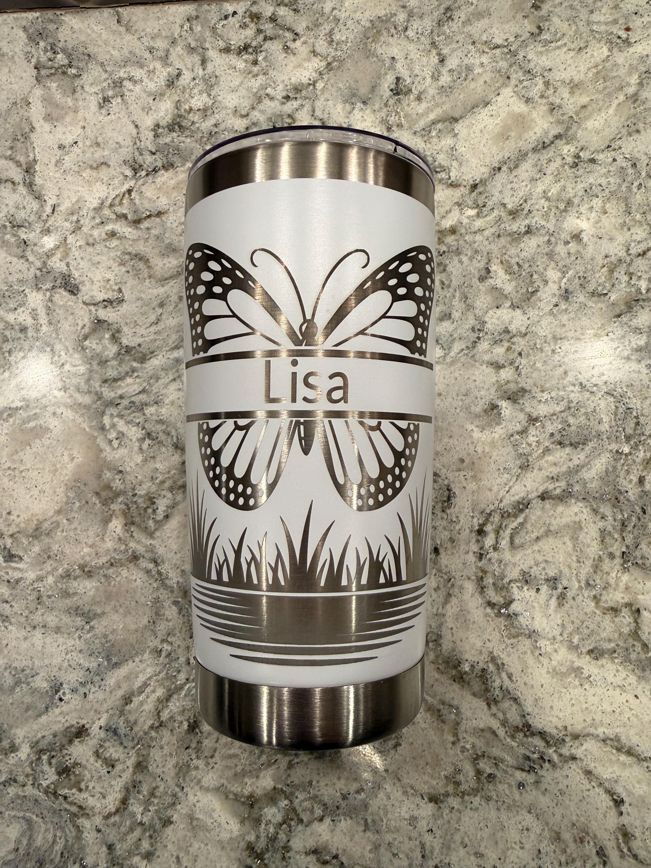 Personalized Butterfly Tumbler | Custom Personalized Tumblers | Glitter Tumblers | Rhinestone Tumblers with Name