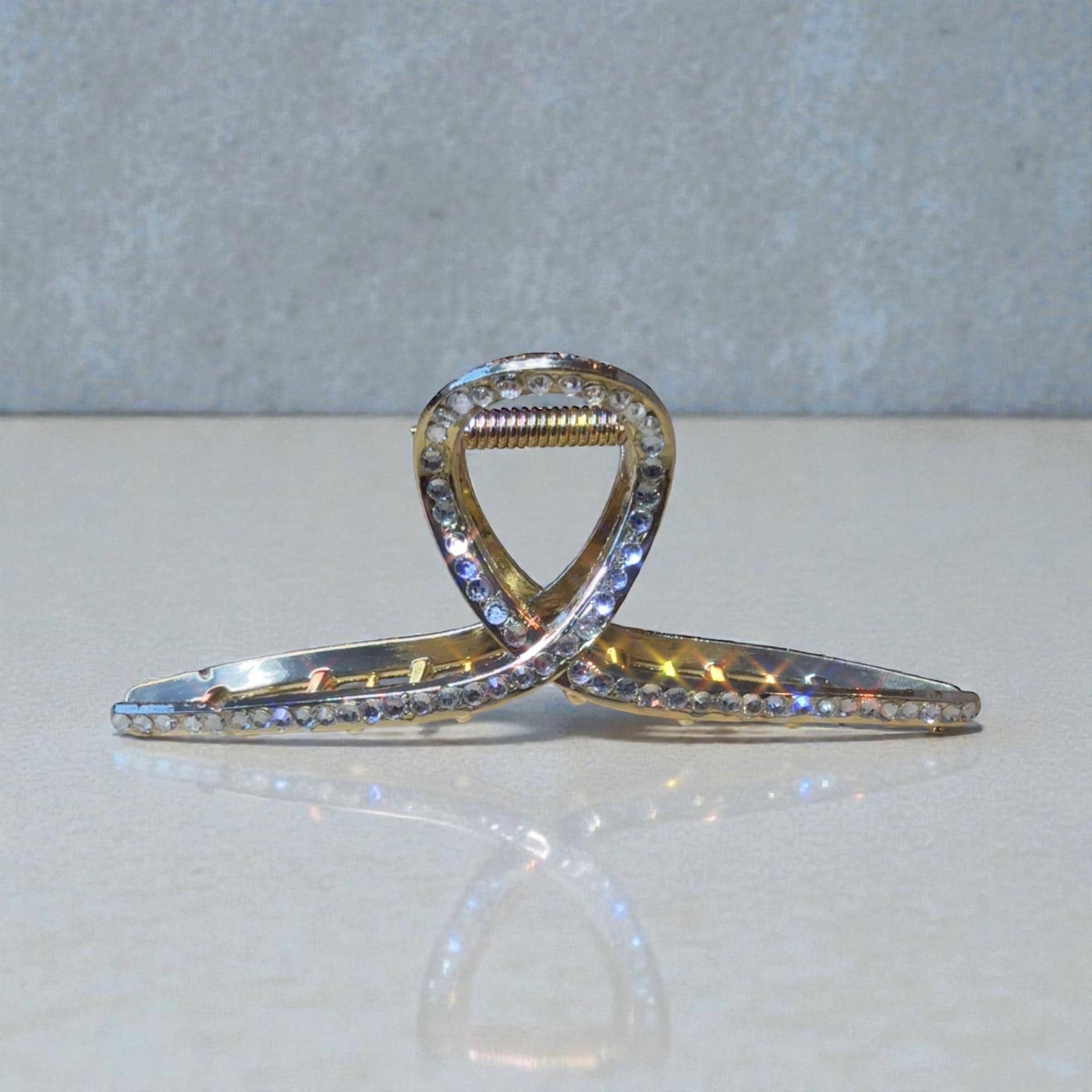 Rhinestone Hair Claw Clip, Bridal Bling Barrette, strong hold for thick hair