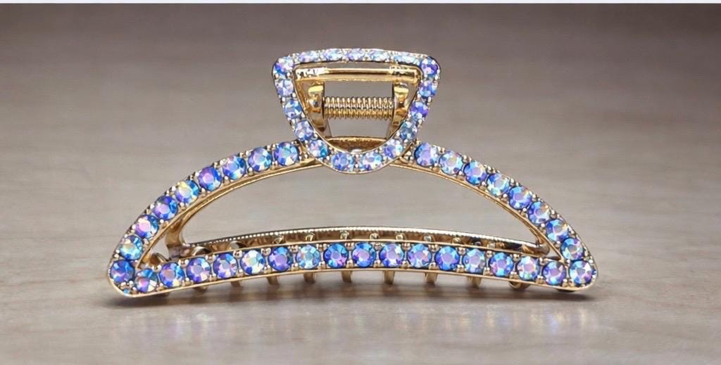 Rhinestone Hair Claw Clip, Bridal Bling Barrette, strong hold for thick hair