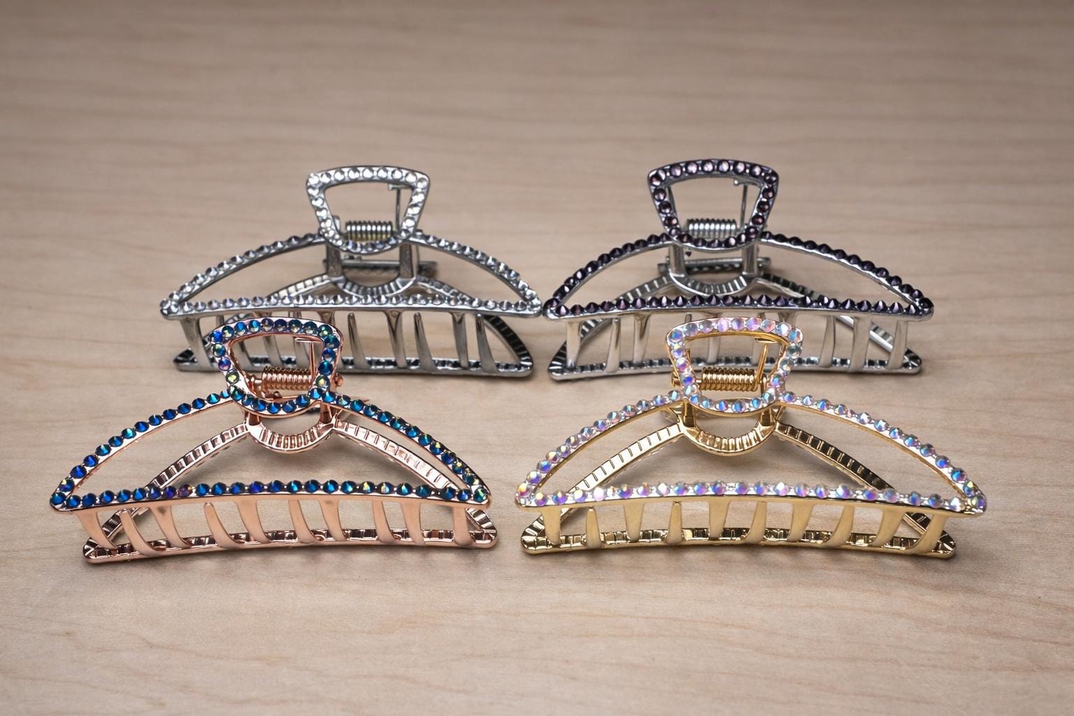Rhinestone Hair Claw Clip, Strong Grip Bling Barrette