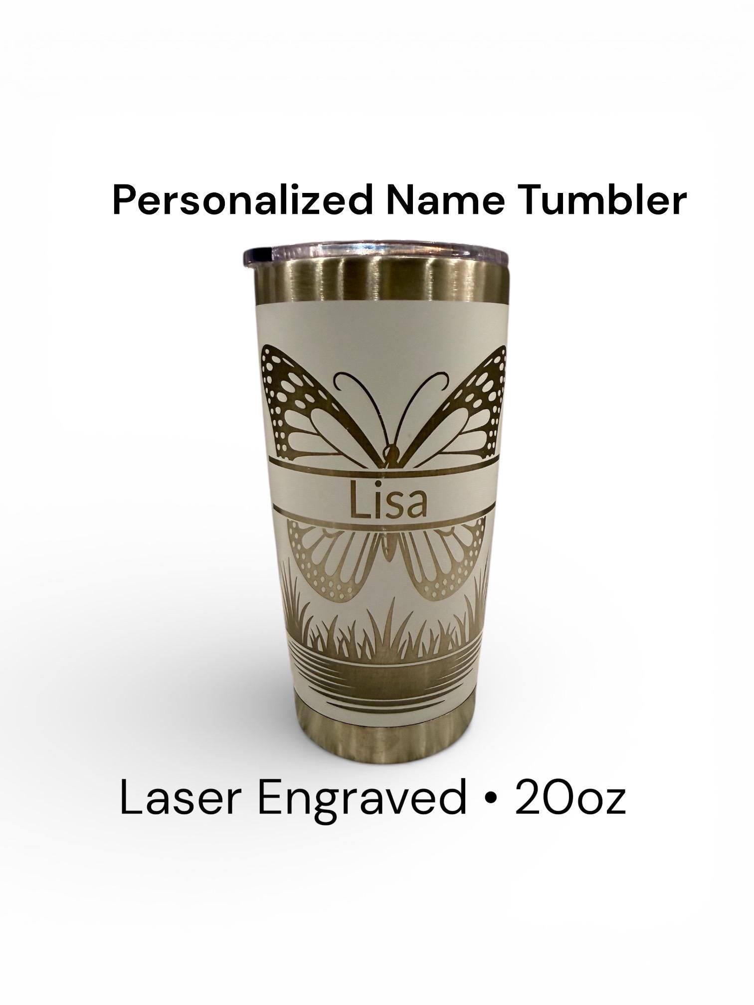 Personalized Butterfly Tumbler | Custom Personalized Tumblers | Glitter Tumblers | Rhinestone Tumblers with Name