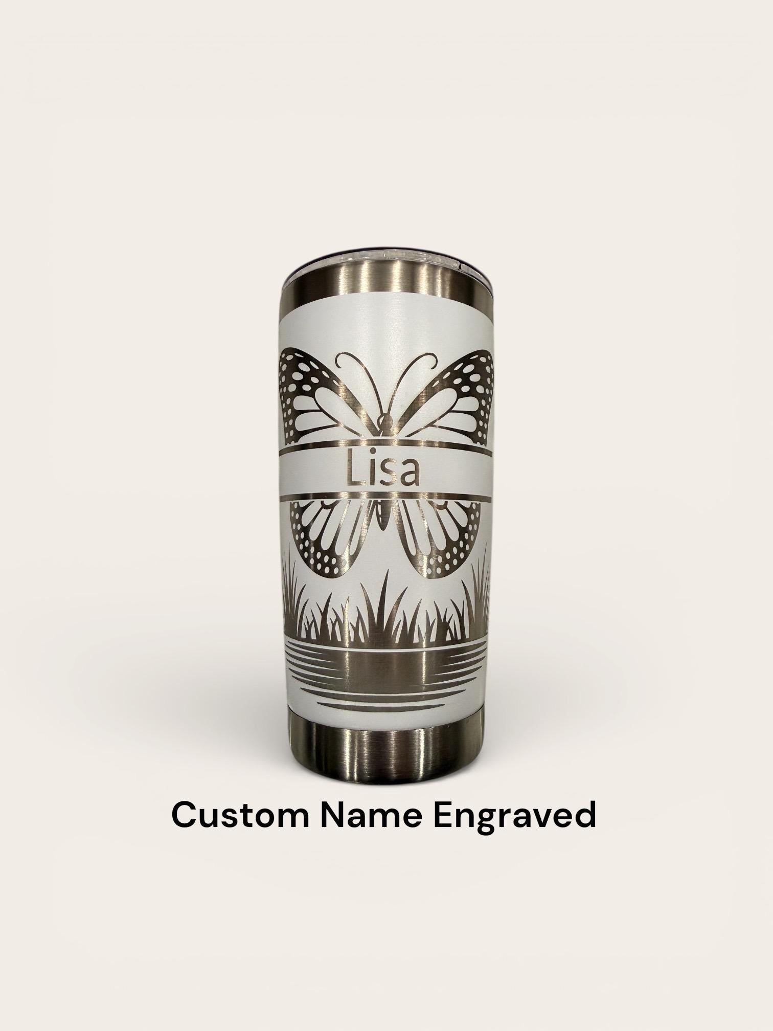 Personalized Butterfly Tumbler | Custom Personalized Tumblers | Glitter Tumblers | Rhinestone Tumblers with Name