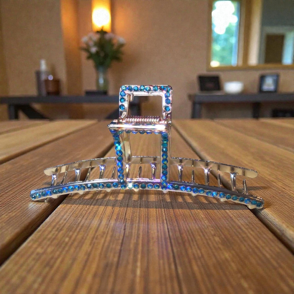 Rhinestone Hair Claw Clip, Bridal Bling Barrette, strong hold for thick hair