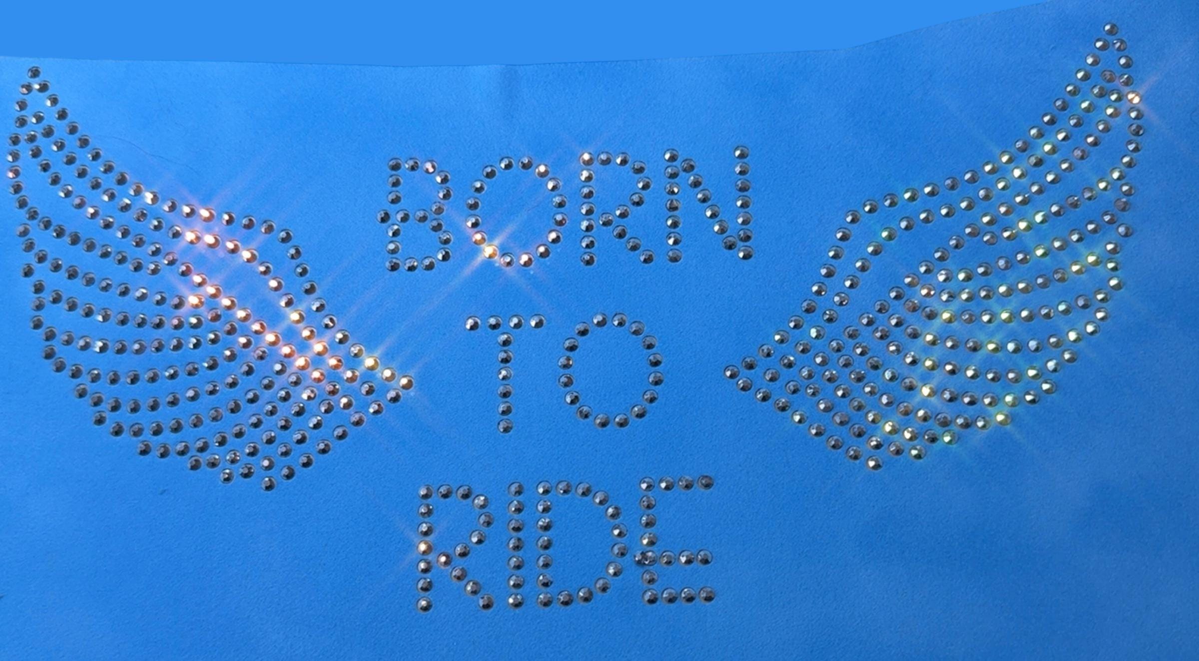 Born To Ride Rhinestone Transfer, Biker Wings, DIY Iron On