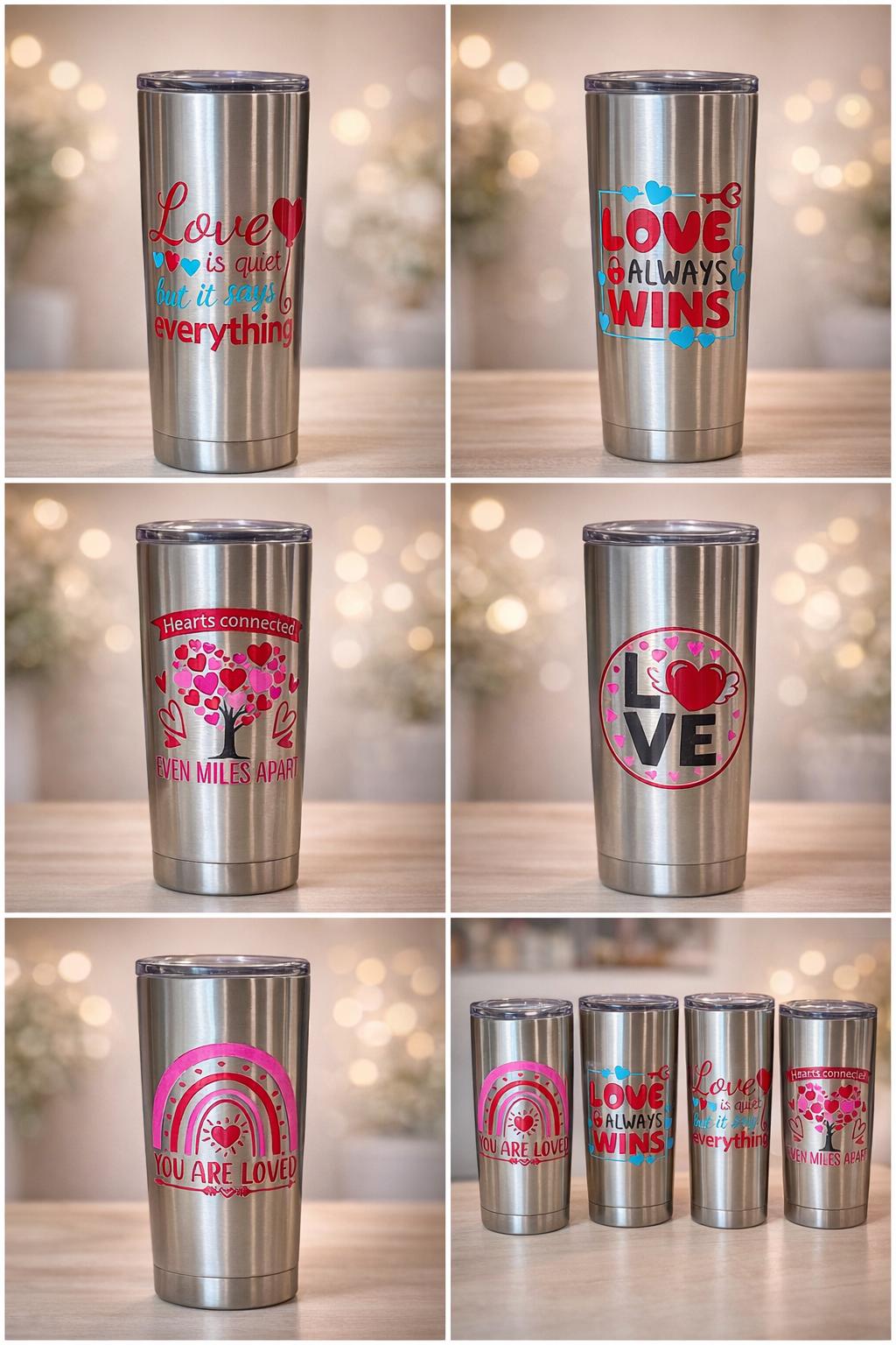 Valentine's Day Stainless Steel Tumbler | Love Quote Insulated Travel Cup