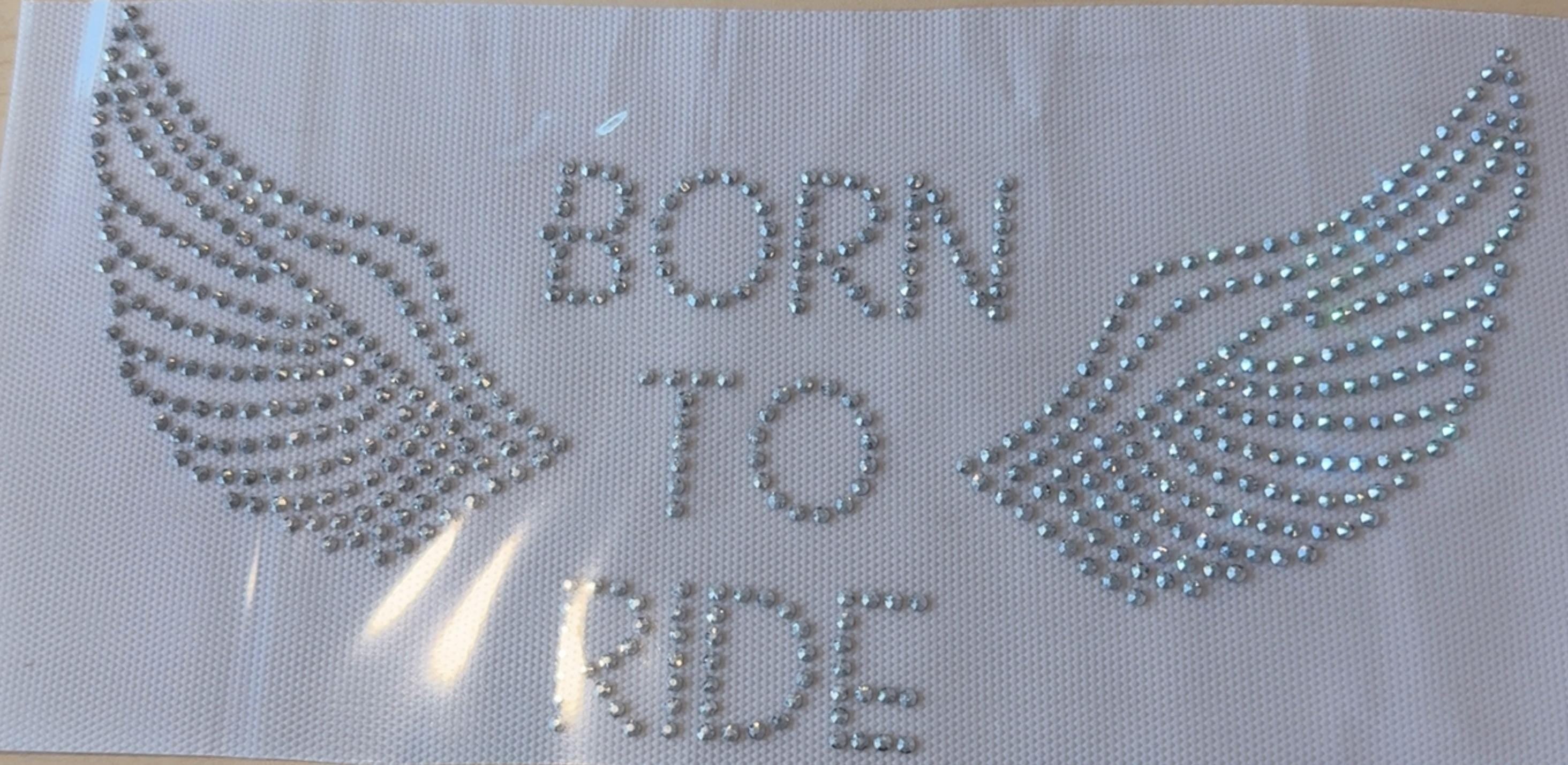 Born To Ride Rhinestone Transfer, Biker Wings, DIY Iron On